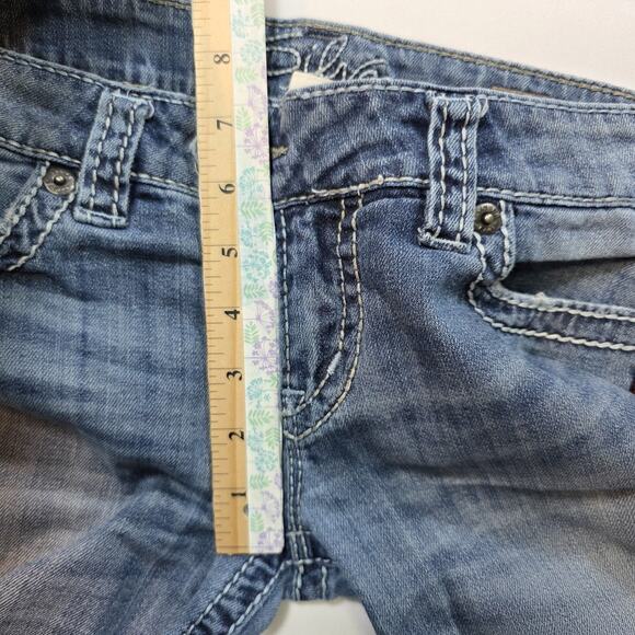 Silver Jeans Womens 29 Tuesday Capri Distressed Medium Wash Blue Denim - Picture 10 of 12